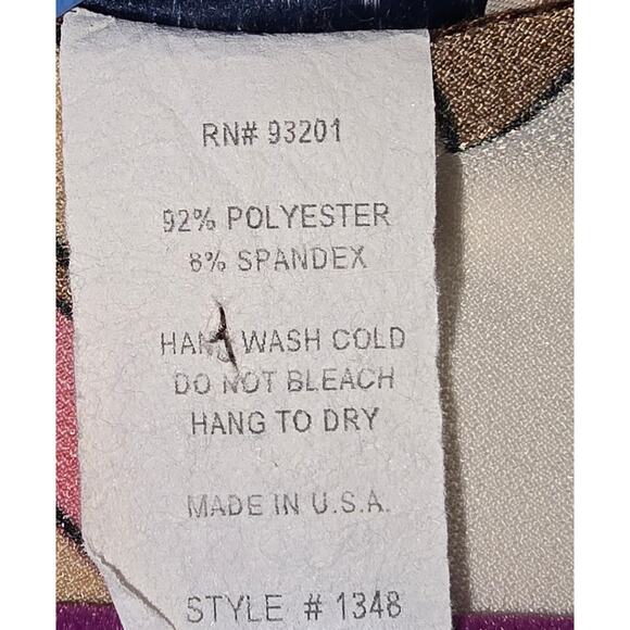 M.K.M Designs Pink & Brown Groovy Faux Wrap Dress (M) - Picture 11 of 11